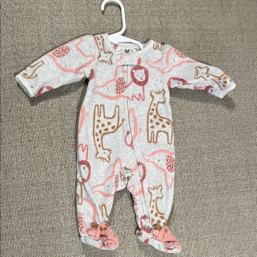Adorable Gray and Pink Animal Print Baby Onesie